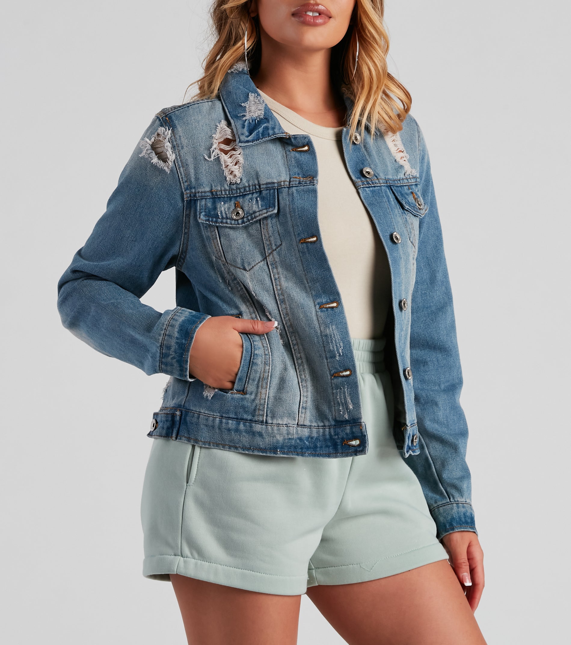 Stun on Em' Cropped Denim Jacket