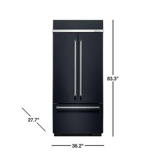 KitchenAid 20.8 cu. ft. Built-In French Door Refrigerator in Black Stainless with Platinum Interior KBFN506EBS