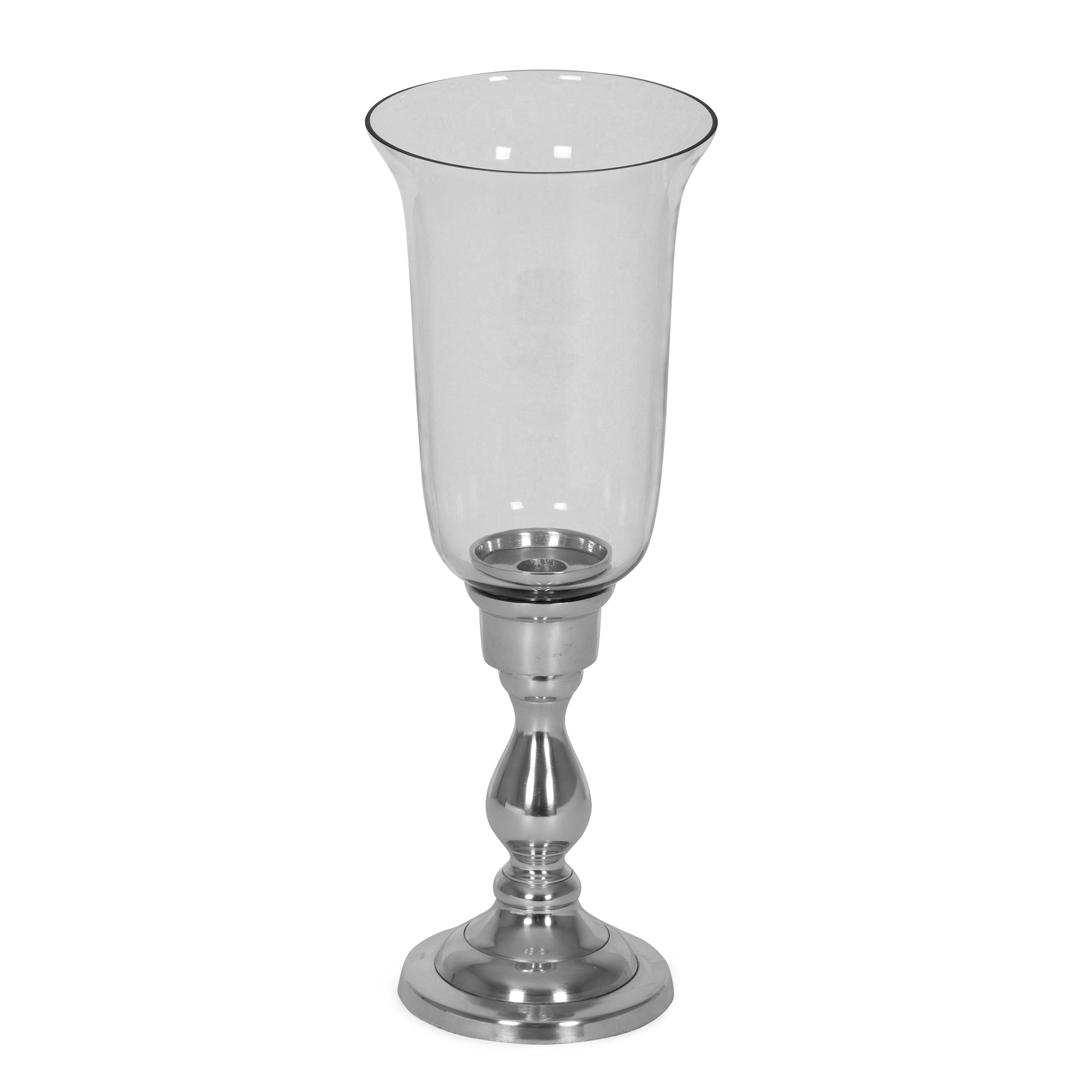 Bissell Handmade Aluminum Hurricane Candle Holder, Silver