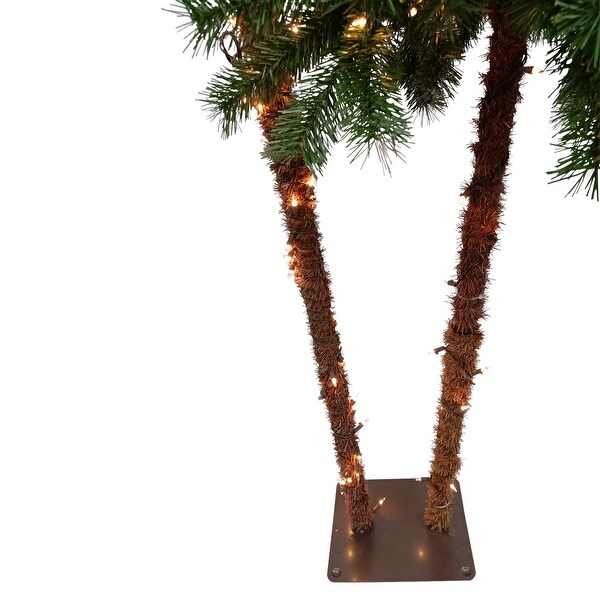 6ft Lighted Artificial Tropical Palm Tree Duo，Clear Lights