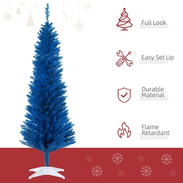 5FT Artificial Pencil Christmas Tree with 294 Realistic Branch Tips and Plastic Stand