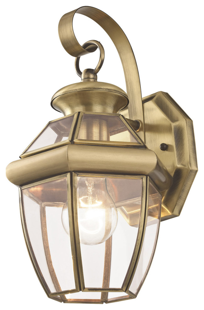 Monterey 1 Light Outdoor Wall Light  Antique Brass  7 quot  Traditional   Outdoor Wall Lights And Sconces   by Lighting New York  Houzz