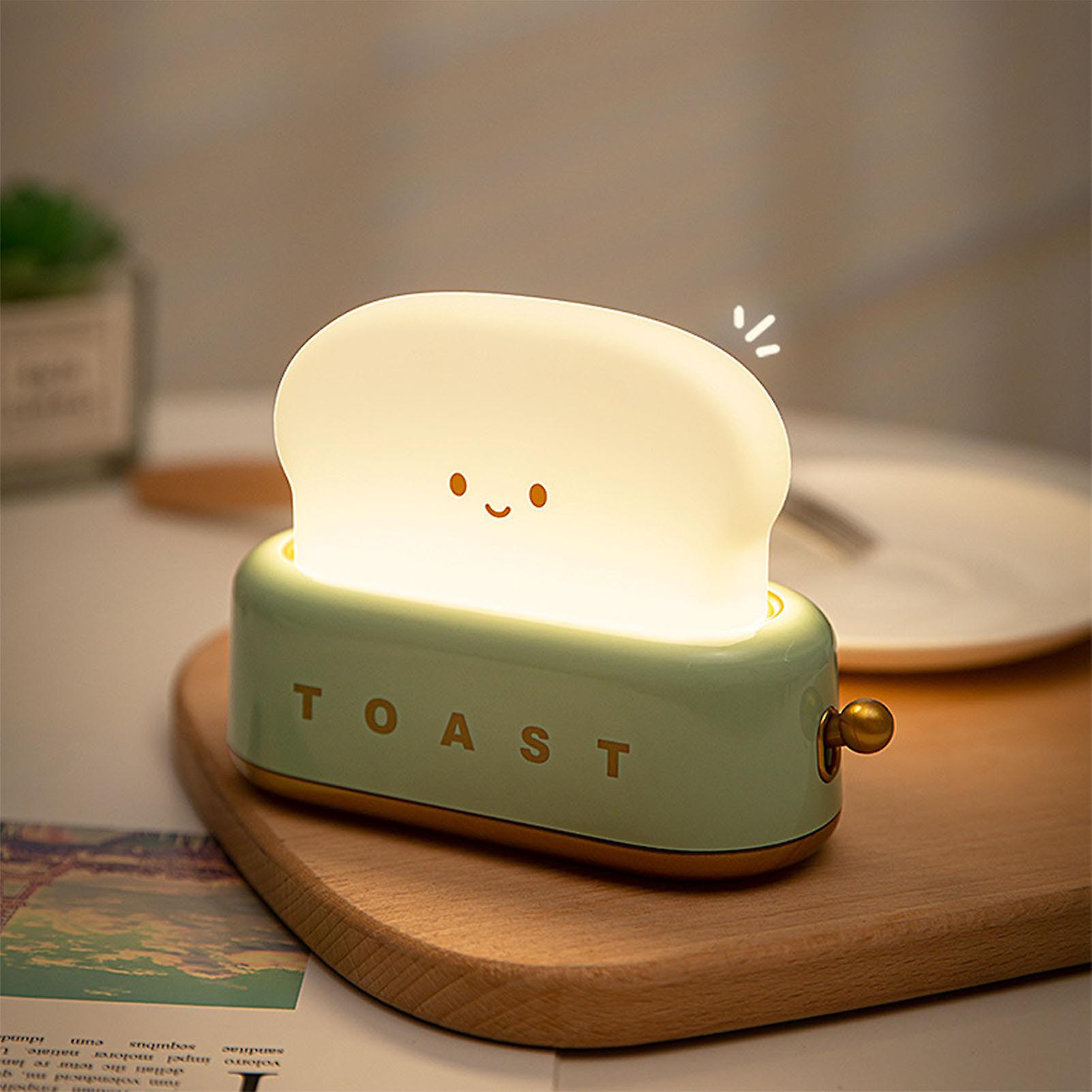 Cute Night Light Toast Lamp Led Toaster Night Lamp Rechargeable Desk Lamp With Timer Portable Bedroom Bedside Sleep Lamps