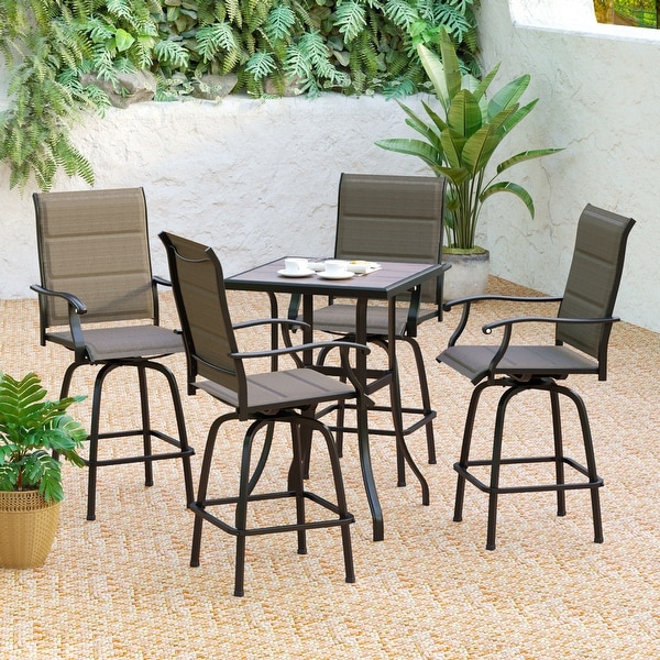 MAISON ARTS 3/5Piece Patio Swivel High Back Bar Stools Set