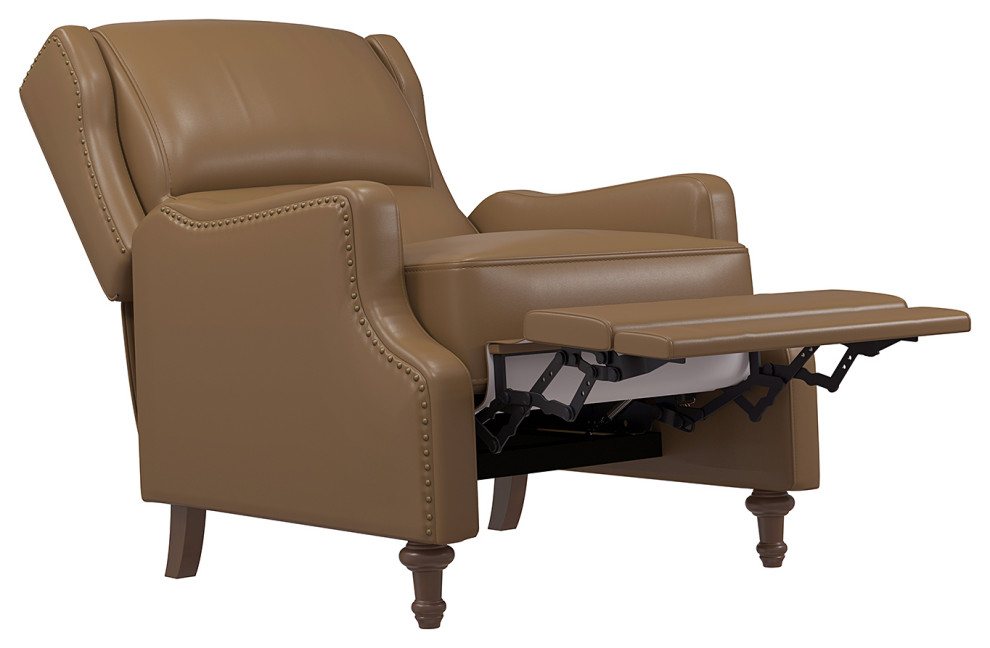 Traditional Genuine Leather Recliner With Nailhead Trims Set of 2   Traditional   Recliner Chairs   by Karat Home  Houzz