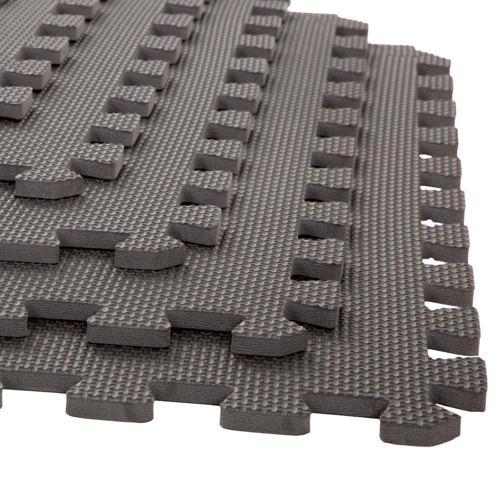 Gray 24 in. W x 24 in. L x 0.375 in. T Foam Interlocking Floor Mat Tiles for Home Gym (24 sq. ft.) (6-Pack) 371725KXH