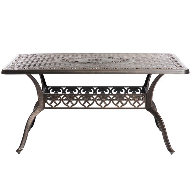 Gardenised Indoor And Outdoor Bronze Patio Dinning Table Bistro Cast Aluminum