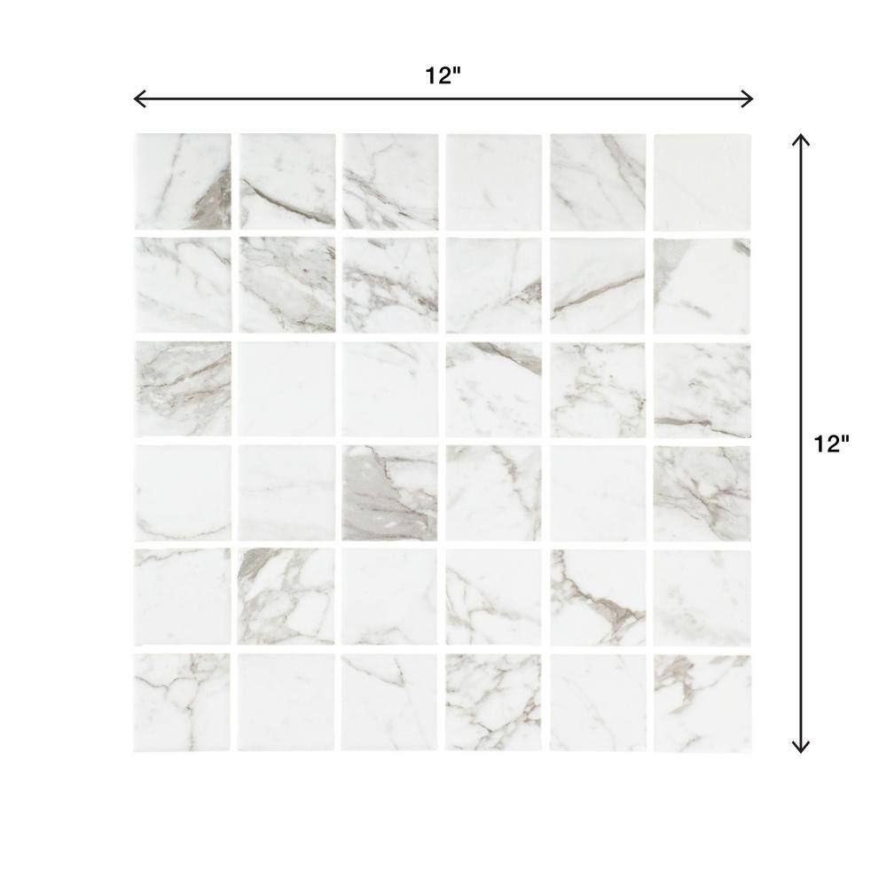 Marazzi EpicClean Milton Arabescato Marble 12 in. x 12 in. Glazed Ceramic Mosaic Tile (1 sq. ft.  piece) ML4022ECHD1P2