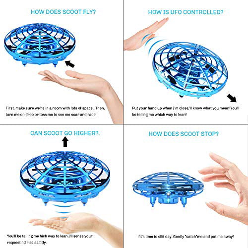 Mini UFO with LED Lights， UFO Drone， Hand Operated， Easy Controlled Flying with 2 Speed，Toys for Boys and Girls