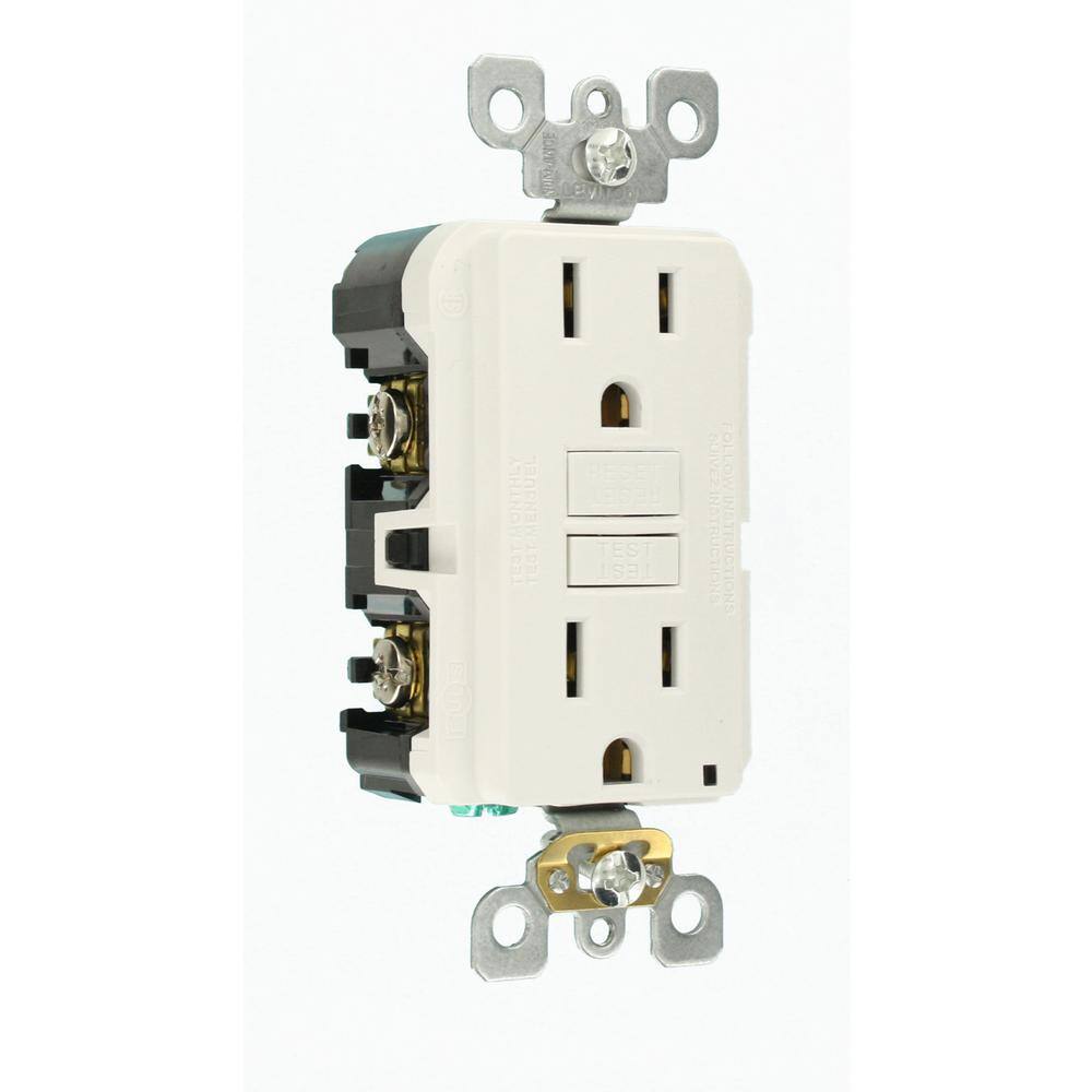 Leviton 15 Amp Self-Test SmartlockPro Slim Duplex GFCI Outlet White (10-Pack) VW1-GFNT1-HW1