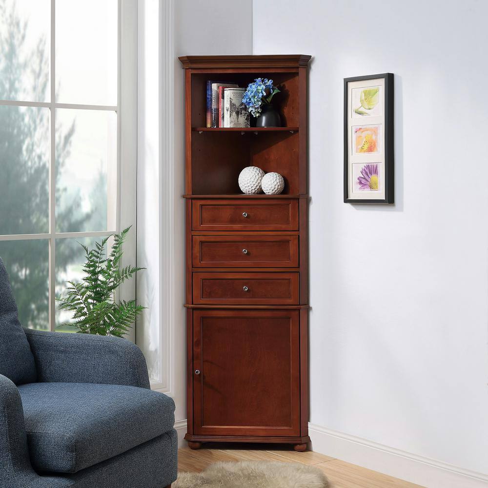 Home Decorators Collection Hampton Harbor 23 in. W x 12 in. D x 67-12 in. H Corner Linen Cabinet in Sequoia BF-21893-SQ