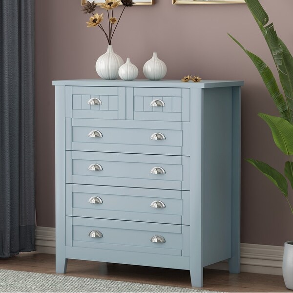 Wooden Storage Cabinet Chest with 6 Drawers - - 37773880