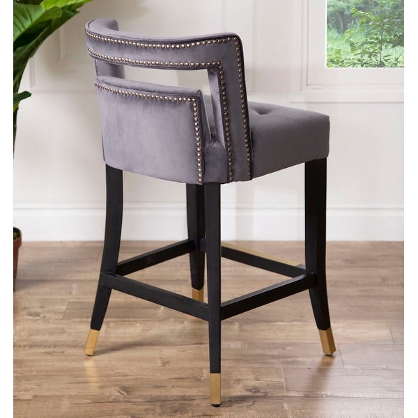 Abbyson Jemma Velvet Counter Stool with Gold Accents