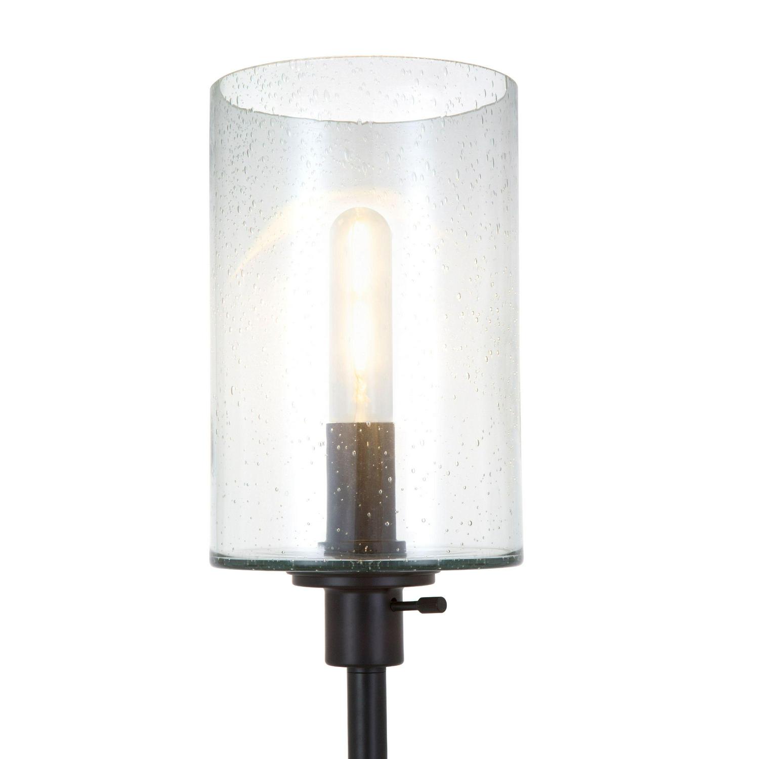 EvelynandZoe Industrial Metal Floor Lamp with Seeded Glass Shade