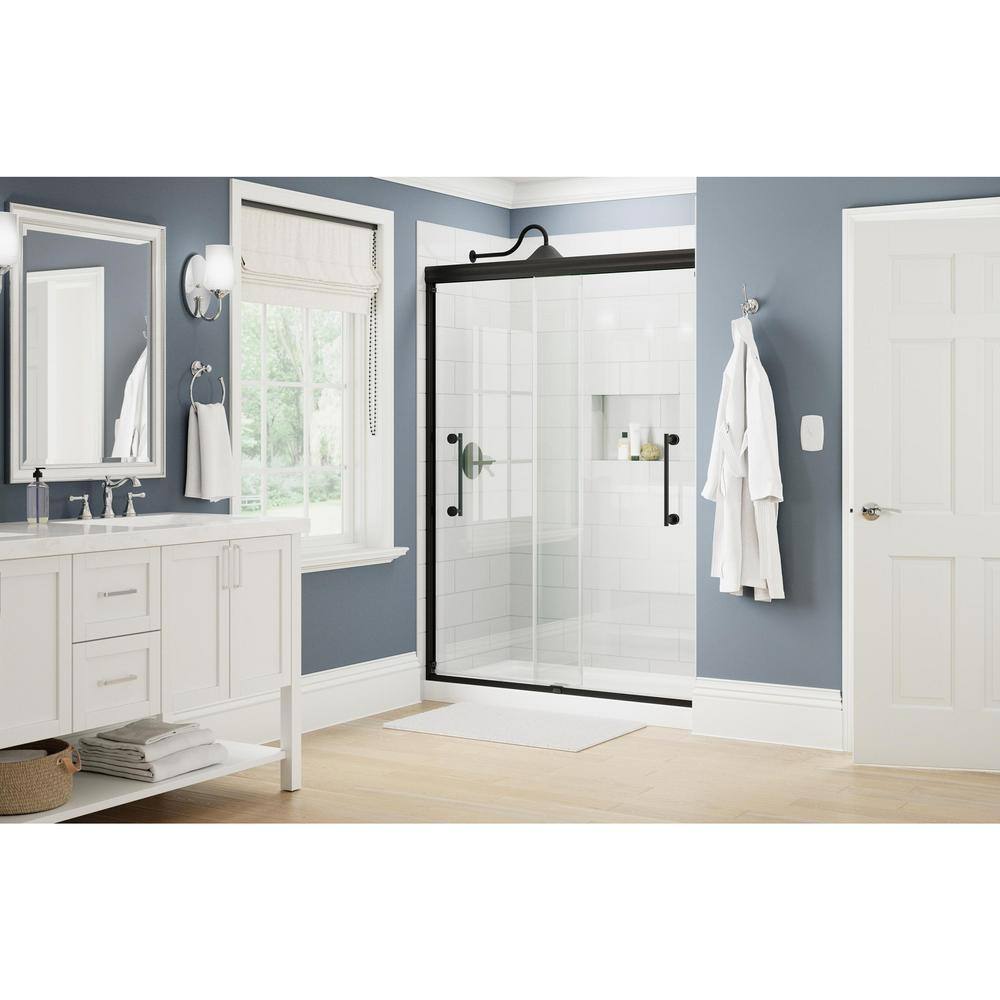 Delta Ashmore 60 in. W x 74-38 in. H Sliding Frameless Shower Door in Matte Black with 516 in. (8 mm) Clear Glass SD5758422