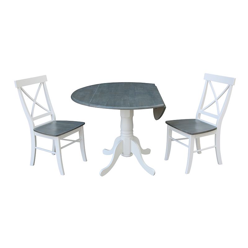 International Concepts Dual Drop Leaf Table with X-Back Chairs 3-pc. Dining Set