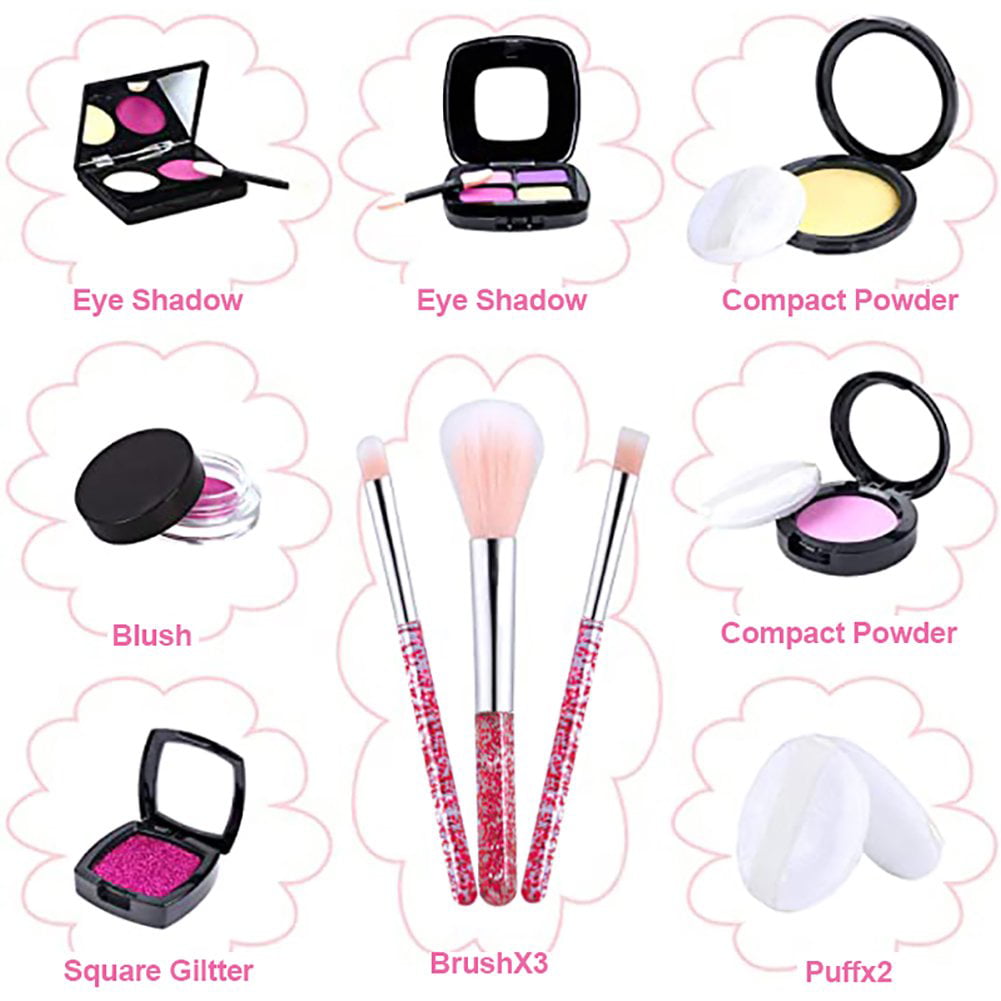 Kids Makeup Kit for Girl 13 Pcs Washable Real Cosmetic， Safe and Non-Toxic Little Girl Makeup Set， Makeup Set for 3-12 Year Old Kids Toddler Girl Toys Christmas and Birthday Gift Mountdog