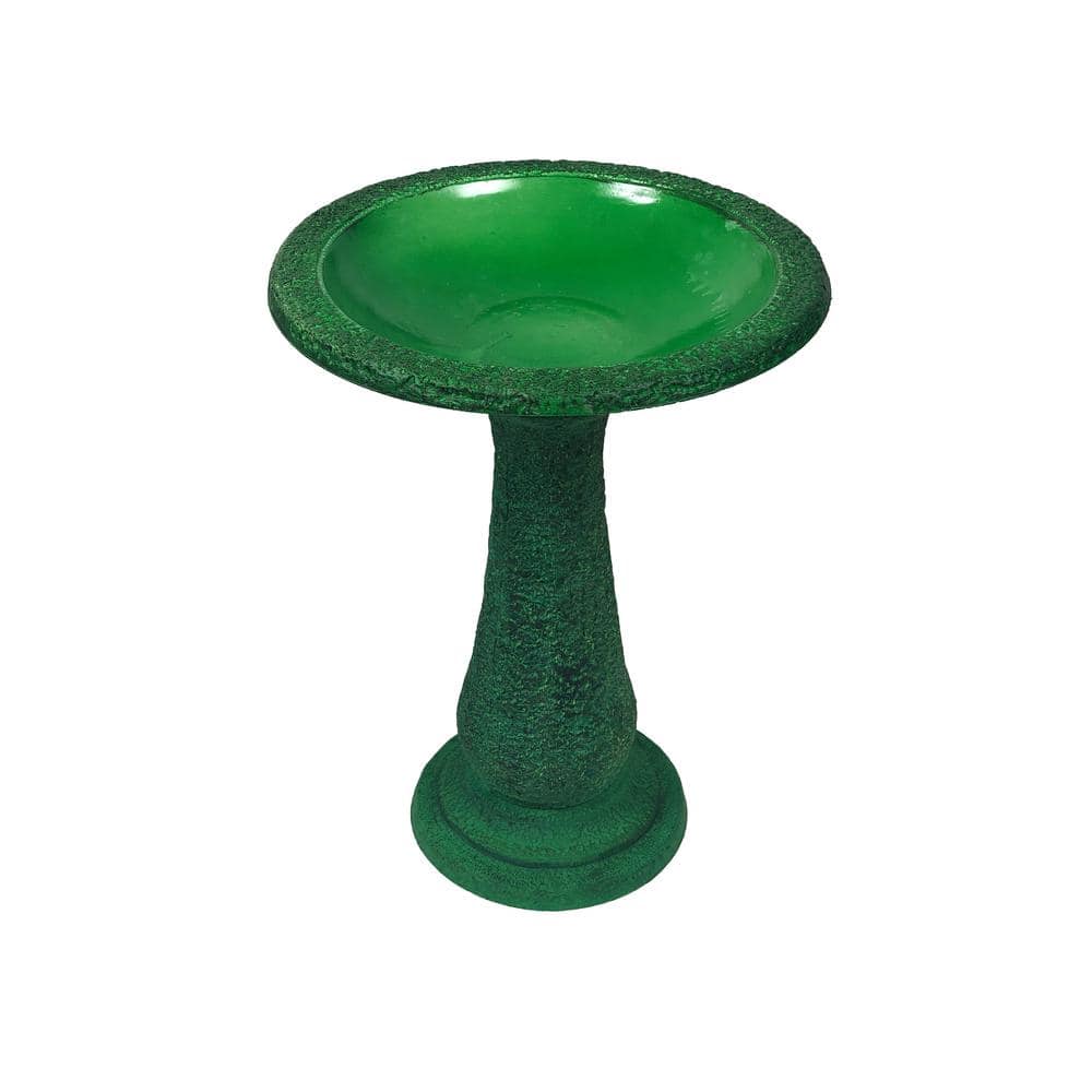 Exaco 24 in. H x 18 in. W Endura Clay 2-Shade Green Bird Bath FM-2470G