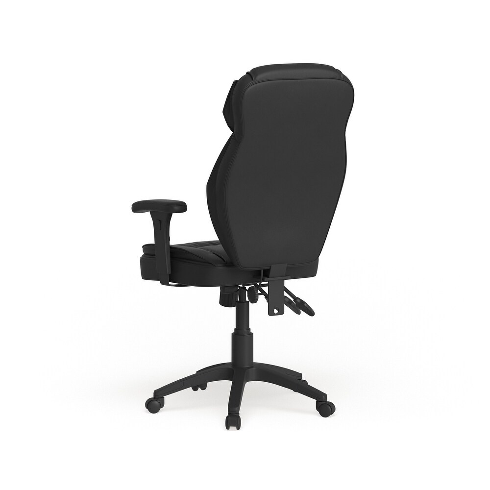 High Back LeatherSoft Multifunction Executive Chair w/Lumbar Support Knob