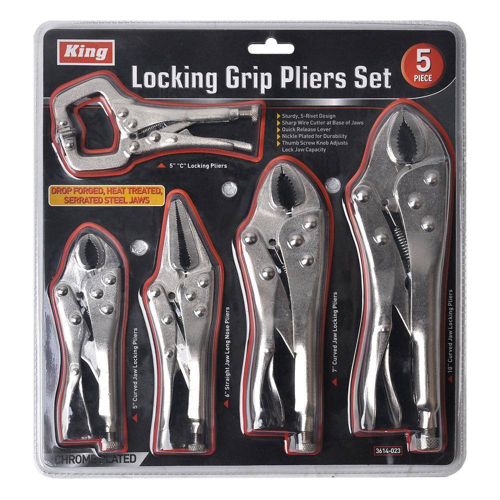 KING Assorted Locking Grip Pliers Set (5-Piece) 3614-0