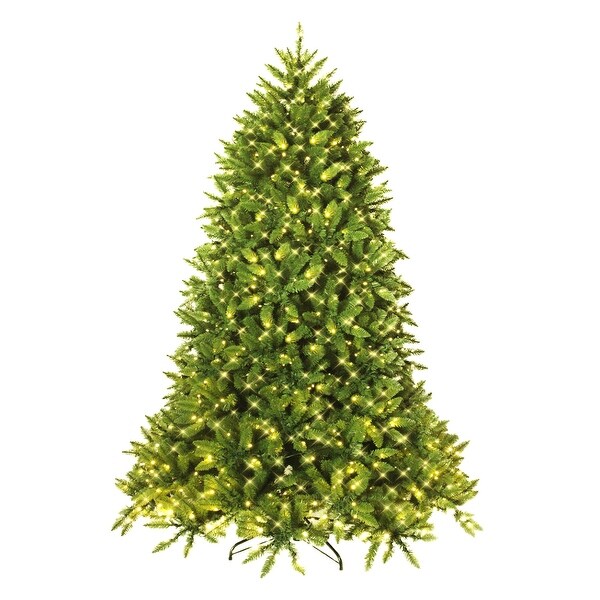 Costway 6ft Prelit PVC Christmas Fir Tree Hinged 8 Flash Modes w/ 650