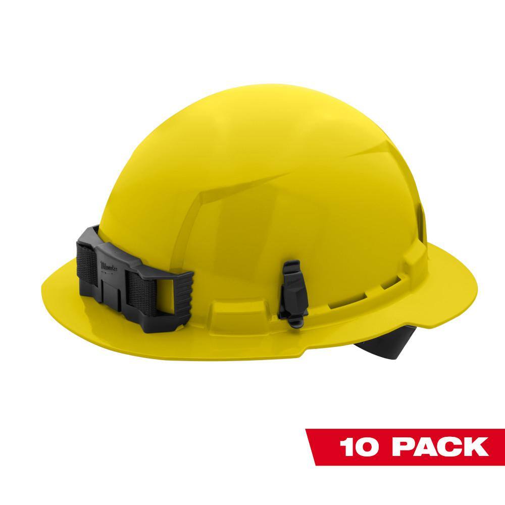 MW BOLT Yellow Type 1 Class E Full Brim Non-Vented Hard Hat with 4 Point Ratcheting Suspension (10-Pack) 48-73-1103X10