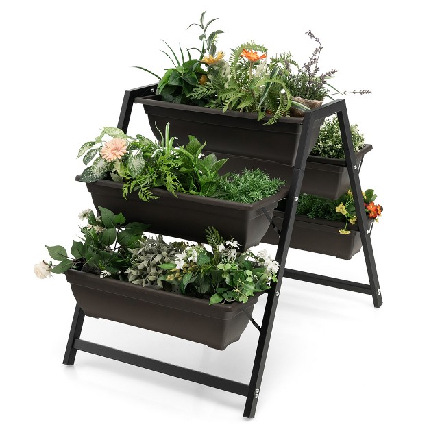 Costway 31”h Raised Garden Bed 3-tier Vertical Planter W/5 Plant Boxes Indoor Outdoor