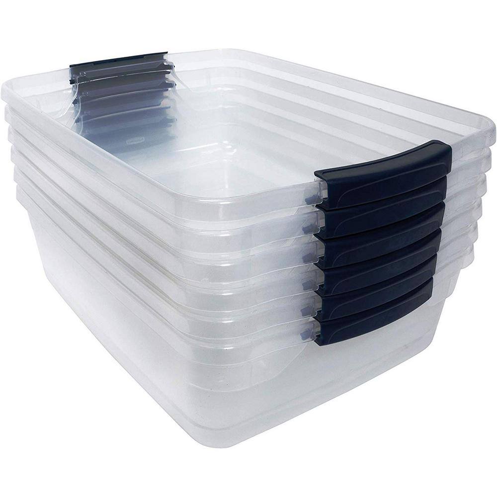 Rubbermaid Cleverstore 16 Qt. Plastic Storage Tote Container w Lid (12 Pack) 2 x RMCC160001-6pack