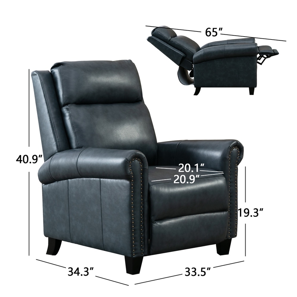 33.5 inch Wide Genuine Leather Manual Recliner  Perfect for Small Spaces  Comfortable and Stable  Easy Assembly