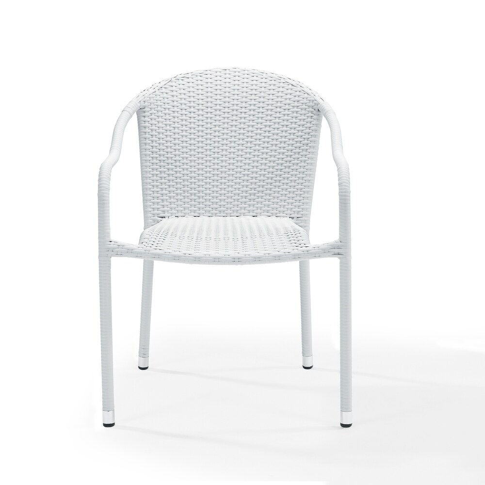 Palm Harbor Outdoor Wicker Stackable Chairs   Set of 4 White