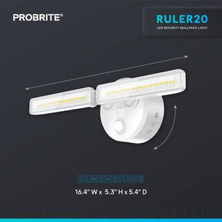 PROBRITE 150-Watt Equivalent 180-Degree White Motion Activated Outdoor Integrated LED Thin Flood Light 2700K-5000K RUL20-5CCT-MS-WH