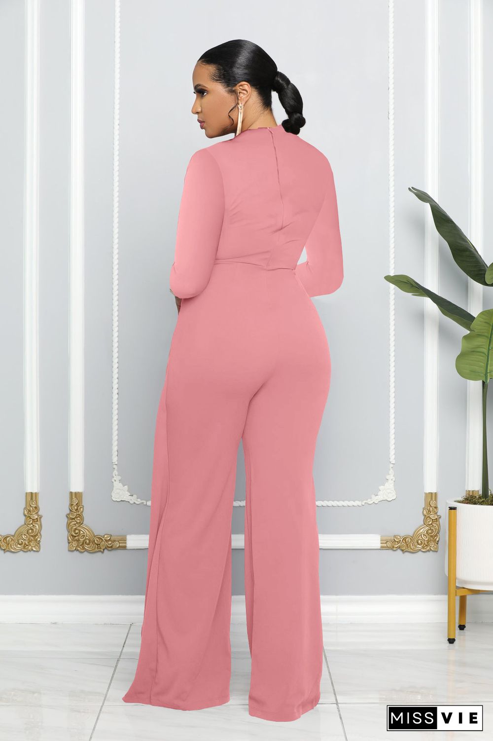 Autumn And Winter Fashion Long Sleeve Round Neck Jumpsuit