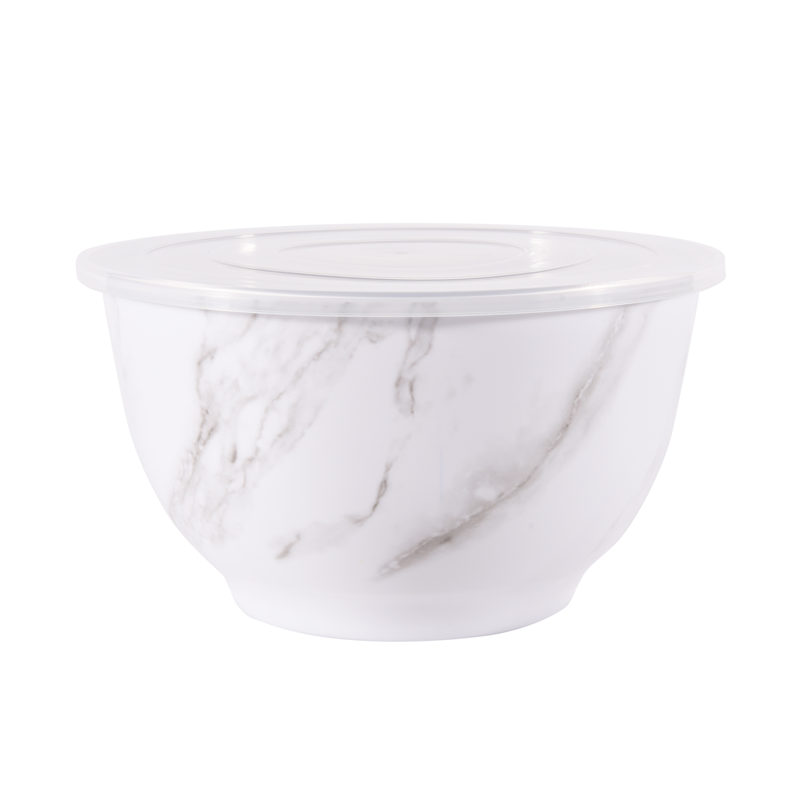 Better Homes and Gardens 6-Piece Melamine Serving Bowl Set with Lids， White Marble Print