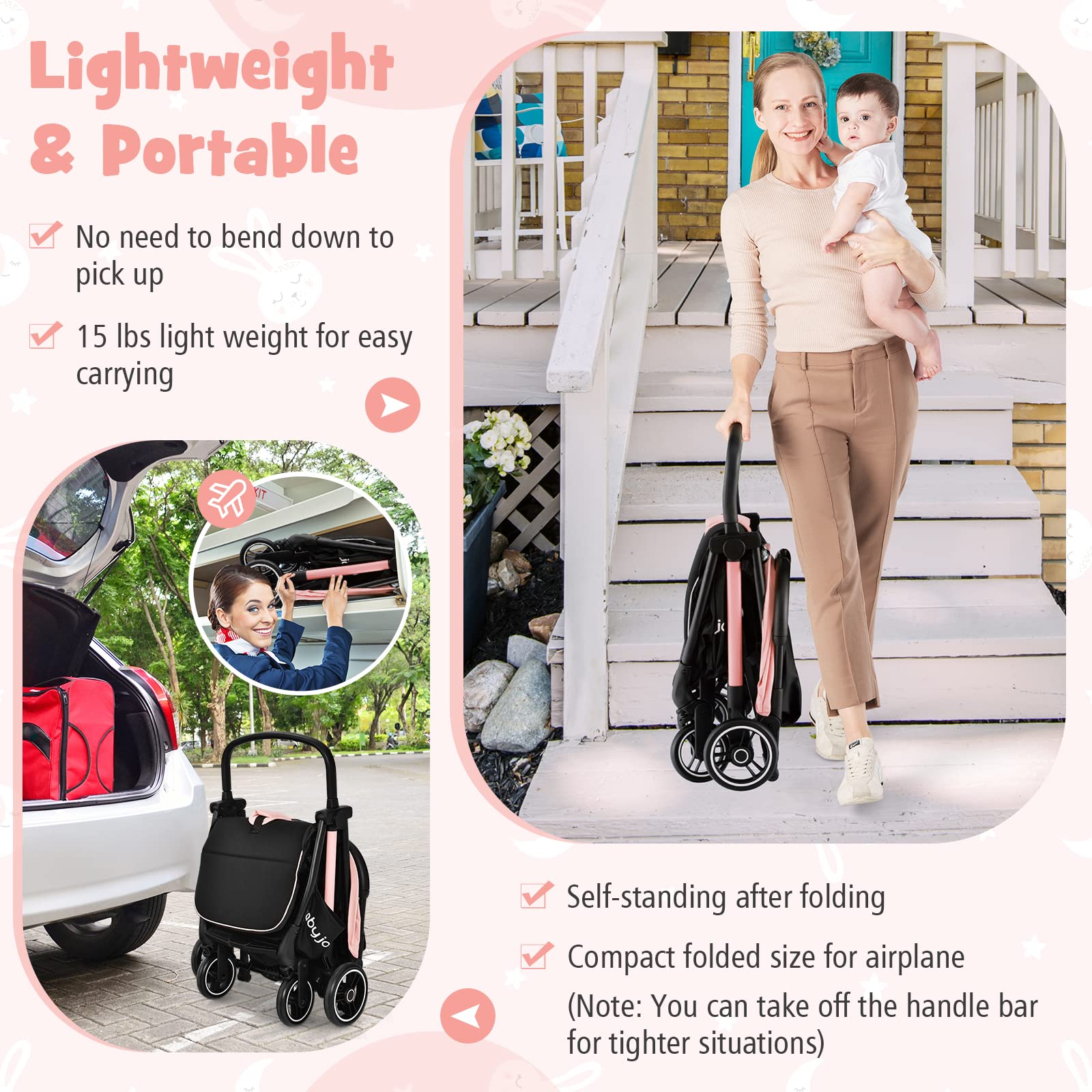 Costzon Lightweight Baby Stroller, Compact Travel Stroller for Airplane, Infant Toddler Stroller