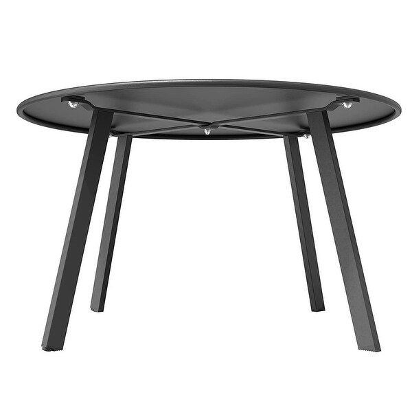 Black Round Steel Patio Outdoor End Table，WeatherResistant Large Outside Side Table for Garden Balcony Yard