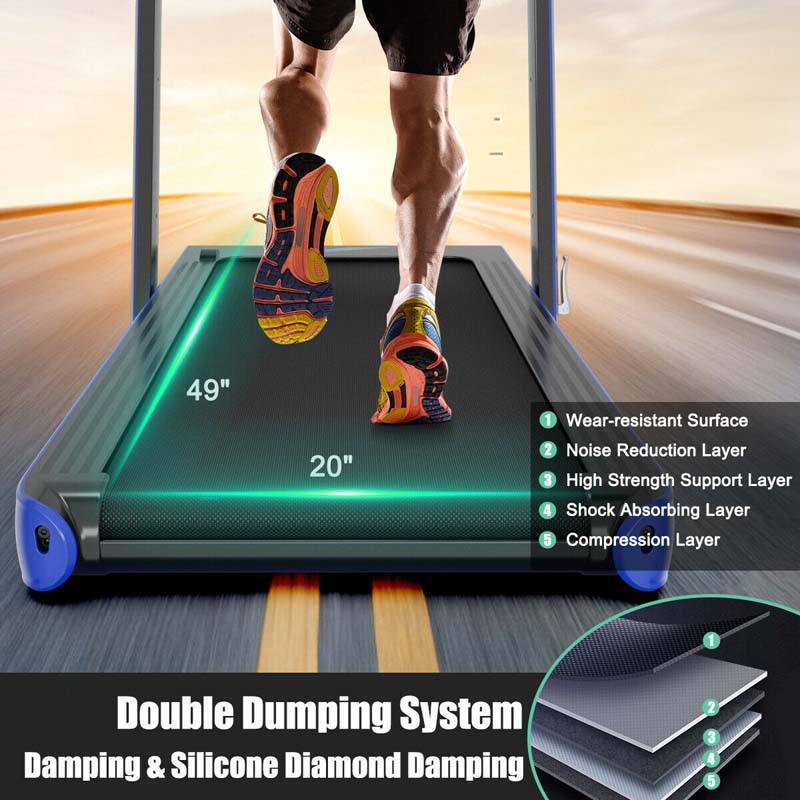 2 in 1 4.75HP Folding Treadmill, Under Desk Electric Treadmill, Portable Running Machine with APP Control, LED Touch Screen, Bluetooth Speaker