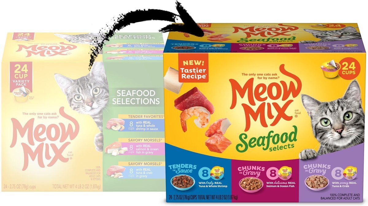 Meow Mix Seafood Selects Variety Pack Wet Cat Food Trays