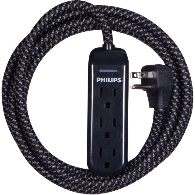 Philips 8 x27 3 outlet Grounded Extension Cord Black