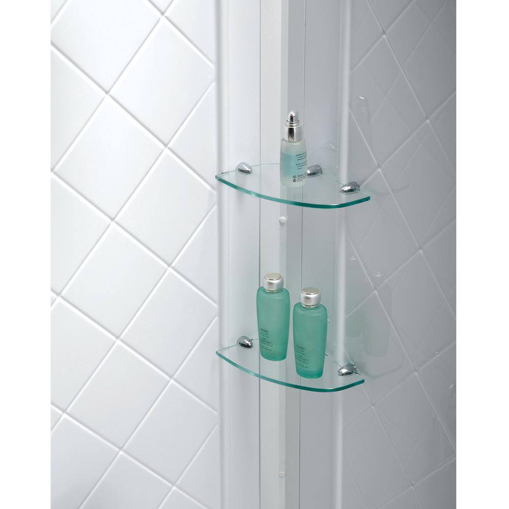 DreamLine Prime 33 in. x 33 in. x 76.75 in. H Corner Semi-Frameless Sliding Shower Enclosure in Chrome with Base and Back Walls DL-6152-01CL