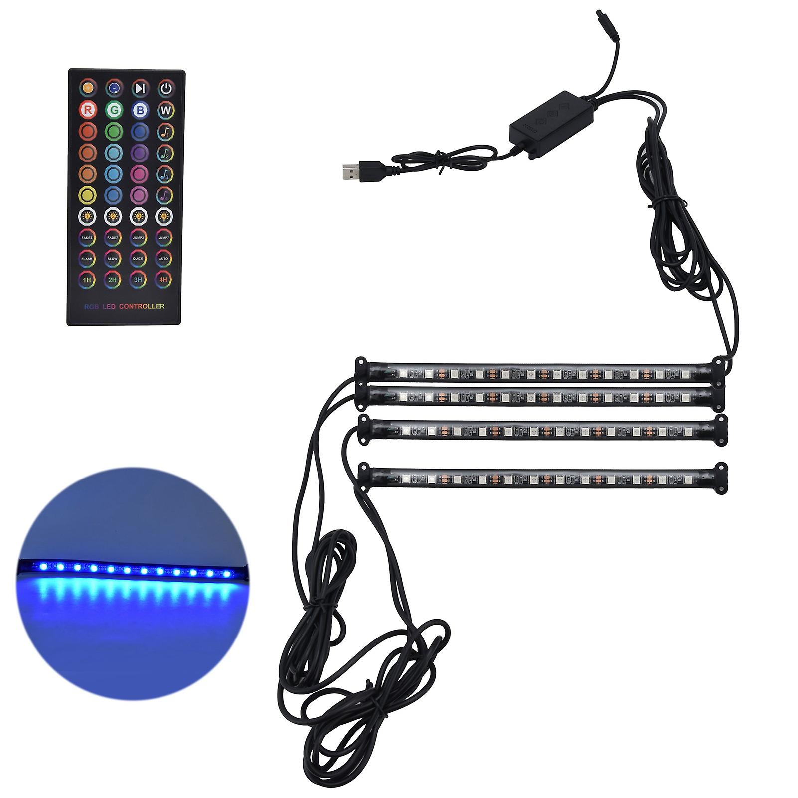 Rgbw Led Car Interior Strip Lights With Music Mode Ambient Lighting Usb Bluetooth App Remote Control