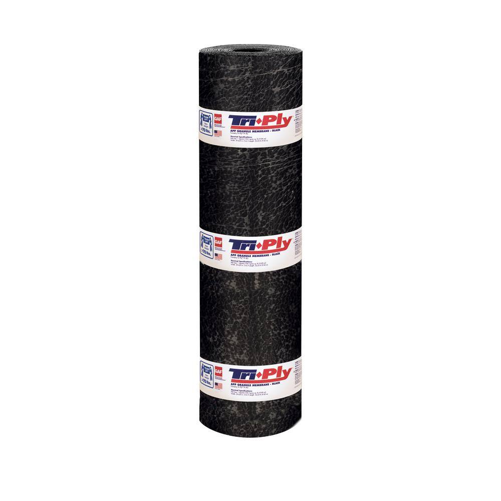 GAF Tri-Ply APP Granular Cap Sheet 39.625 in. x 32.25 ft. (100 sq. ft. net) Membrane Roll for Low Slope Roofing in White 3688920