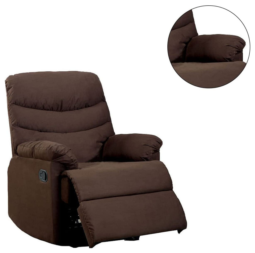 Contemporary Recliner  Padded Seat With Tufted Back  ampPillowed Arms   Transitional   Recliner Chairs   by Decor Love  Houzz