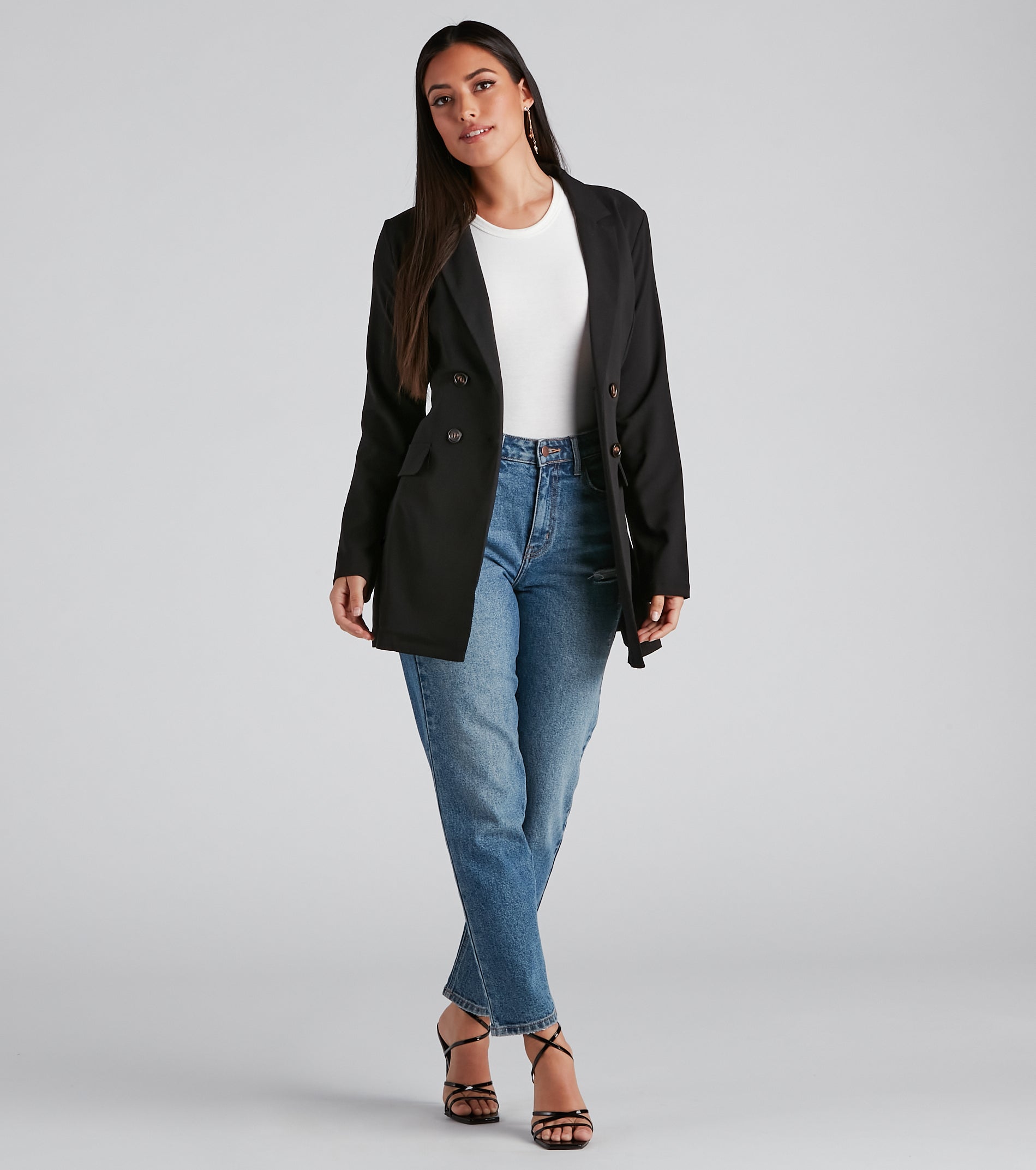 Classic Silhouette Buttoned Blazer