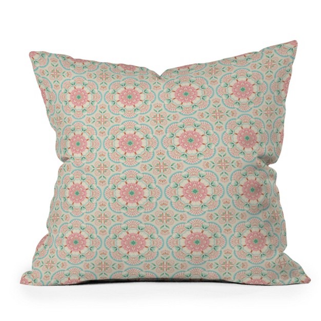 Pimlada Phuapradit Floral Mandala Tile Square Throw Pillow Blue Deny Designs