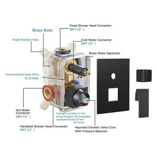 FORCLOVER 2-Spray Patterns with 2.5 GPM 12 in. High Pressure Wall Mount Dual Shower Heads in Oil Rubbed Bronze (Valve Included) FRIMFYT15ORB