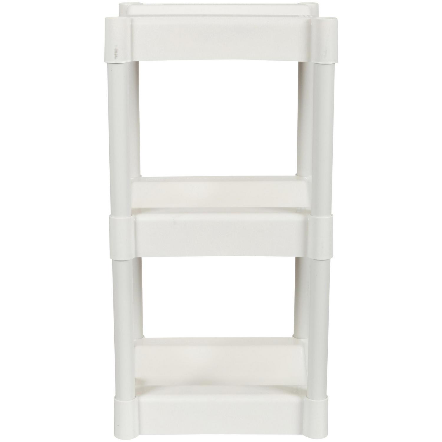 Bottle Buddy 3-Tier Storage System with Floor Protector， White， Plastic