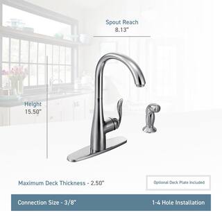 MOEN Arbor High-Arc Single-Handle Standard Kitchen Faucet with Side Sprayer in Spot Resist Stainless 7790SRS