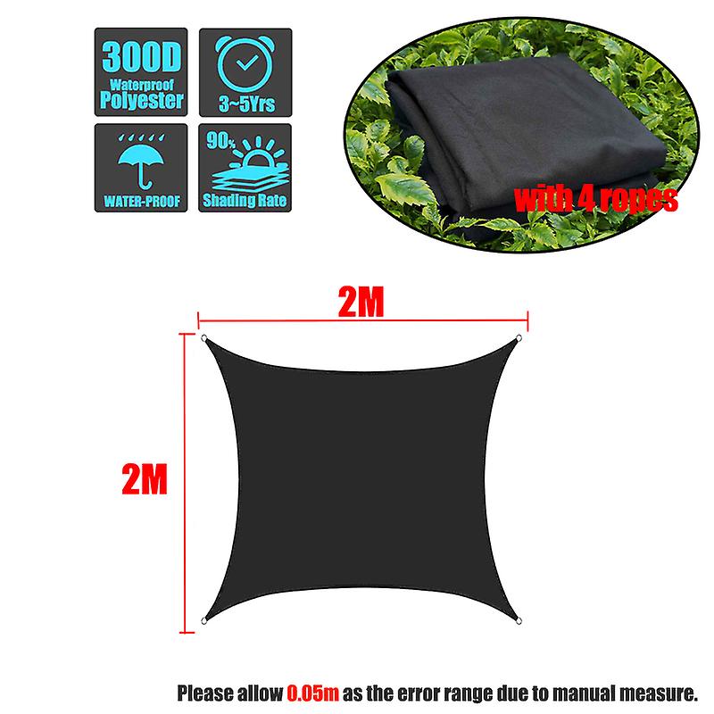 Born Pretty Black 420d Waterproof Square Rectangle Shade Sails Garden Terrace Canopy Swimming Sun Shade Camping Hiking Yard Sail Awnings