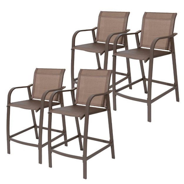 4pc Outdoor Counter Height Bar Stools Brown black Crestlive Products