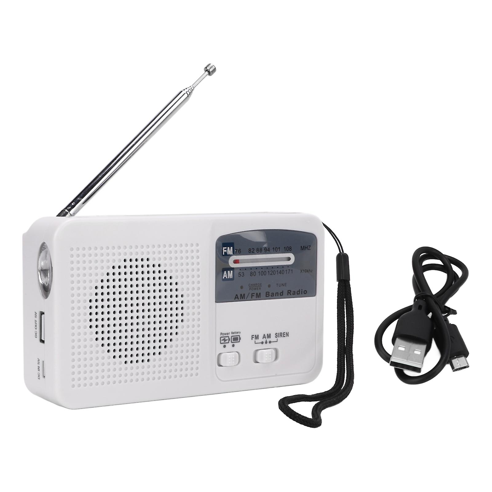 Solar Charging Emergency Radio Hand Crank Radio Multiband Am Fm With Led Light For Outdoor Camping White